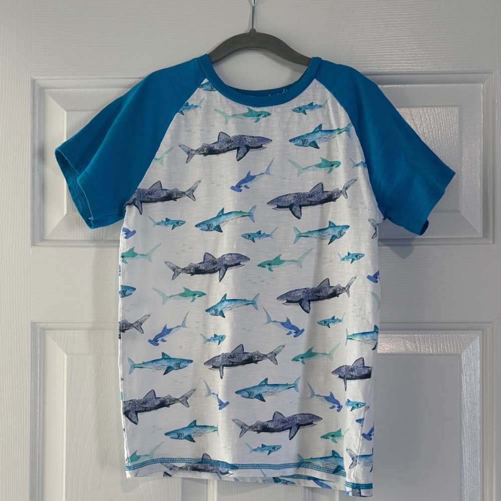 Hatley Blue and White Shark Print Tee